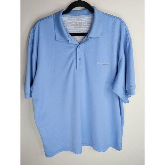 Columbia PFG Men's Omni‎ Shade Solid Short Sleeve Polo Shirts Blue Size XXL - Picture 1 of 8